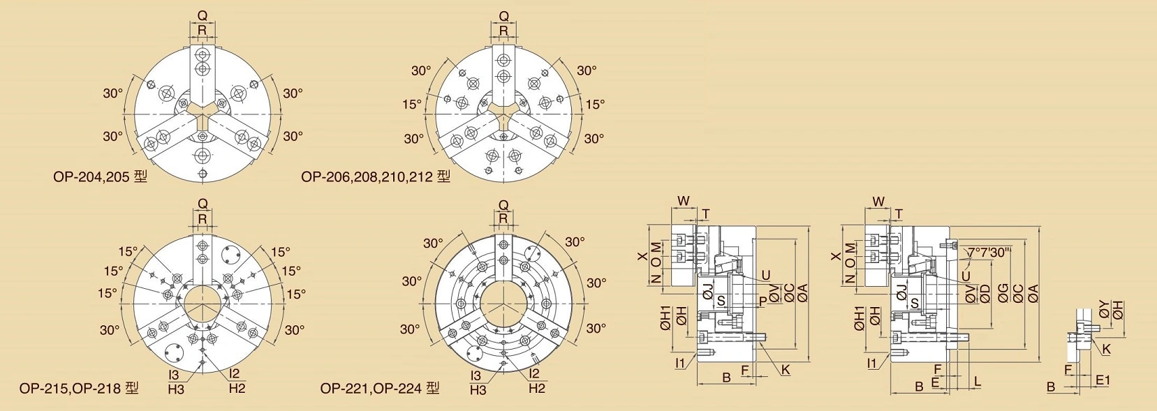 OP 3-Jaw High Speed Hollow Power Chucks