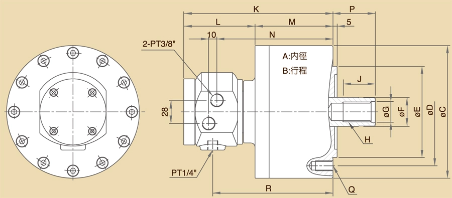 L-R Solid Rotary Hydraulic Cylinders(Built-In Check Value)