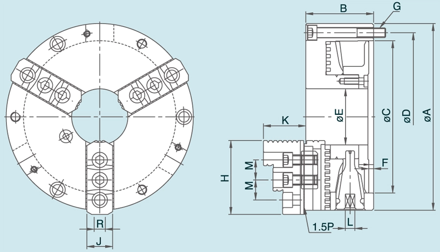 NT 3-Jaw Steel Body Chucks